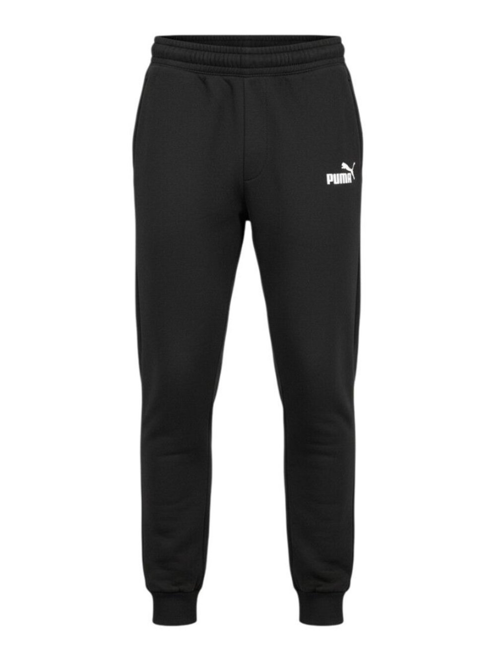 Puma Mens Black Logo Joggers Size S Elastic Waistband Ribbed Cuffs Side Pockets